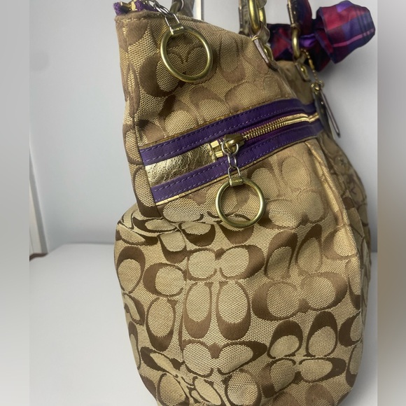 Rare Coach Poppy Signature Applique Tartan Glam Tote - Picture 11 of 16